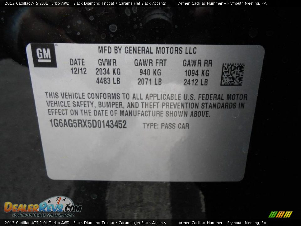 2013 Cadillac ATS 2.0L Turbo AWD Black Diamond Tricoat / Caramel/Jet Black Accents Photo #15