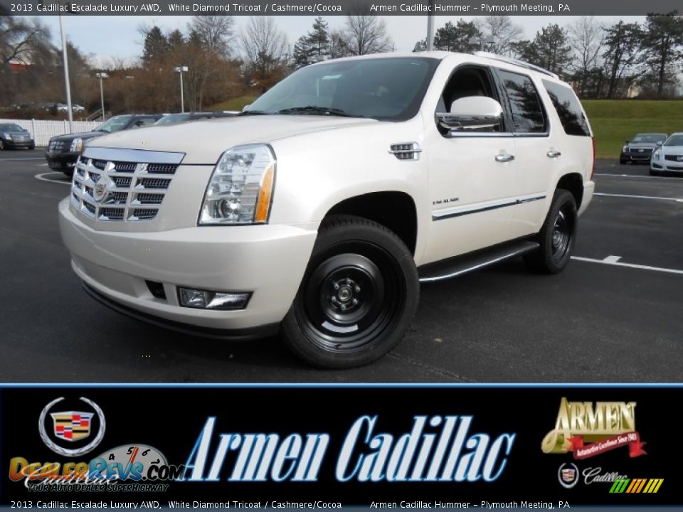 2013 Cadillac Escalade Luxury AWD White Diamond Tricoat / Cashmere/Cocoa Photo #1