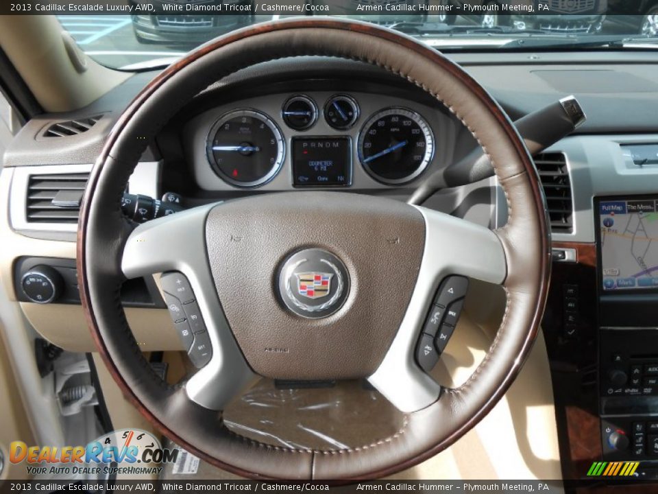 2013 Cadillac Escalade Luxury AWD White Diamond Tricoat / Cashmere/Cocoa Photo #13