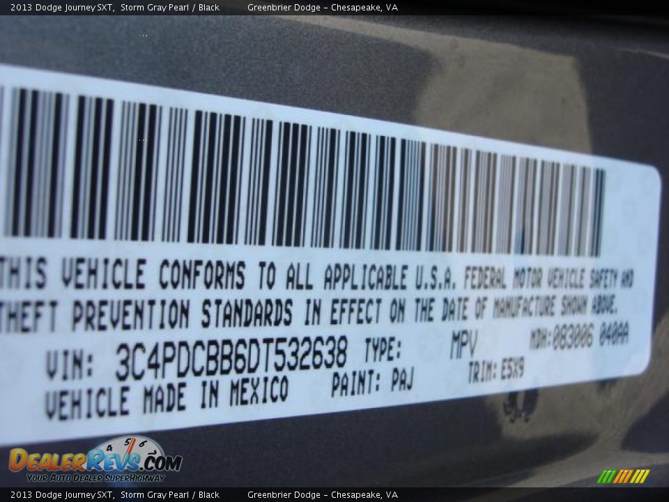 2013 Dodge Journey SXT Storm Gray Pearl / Black Photo #15
