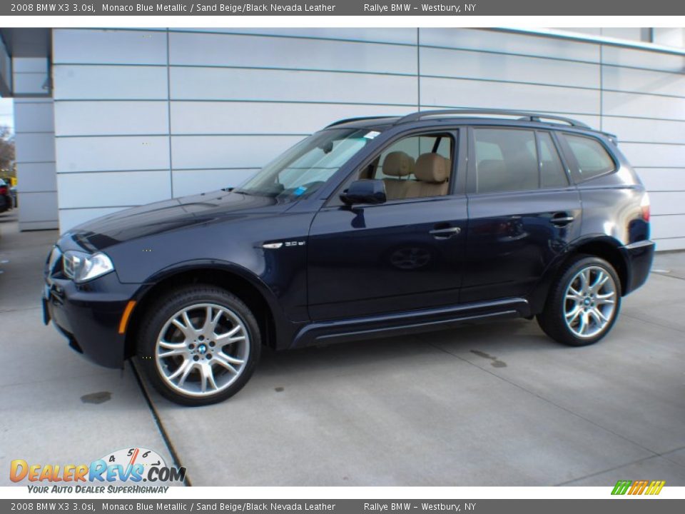 2008 BMW X3 3.0si Monaco Blue Metallic / Sand Beige/Black Nevada Leather Photo #3