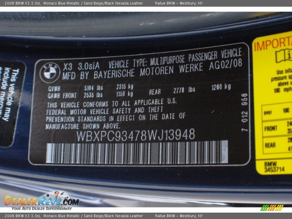 2008 BMW X3 3.0si Monaco Blue Metallic / Sand Beige/Black Nevada Leather Photo #18