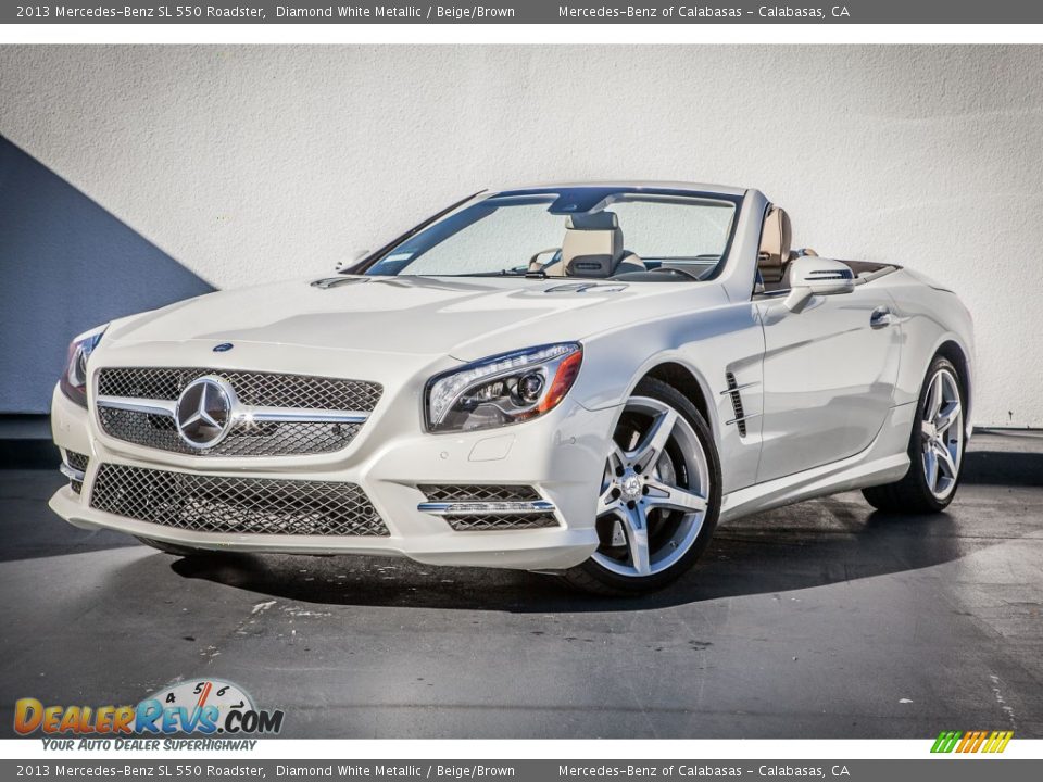 2013 Mercedes-Benz SL 550 Roadster Diamond White Metallic / Beige/Brown Photo #13