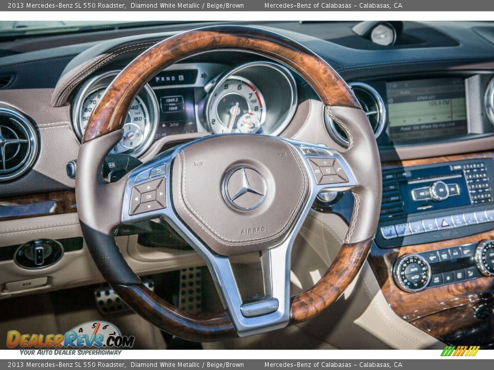 2013 Mercedes-Benz SL 550 Roadster Diamond White Metallic / Beige/Brown Photo #15
