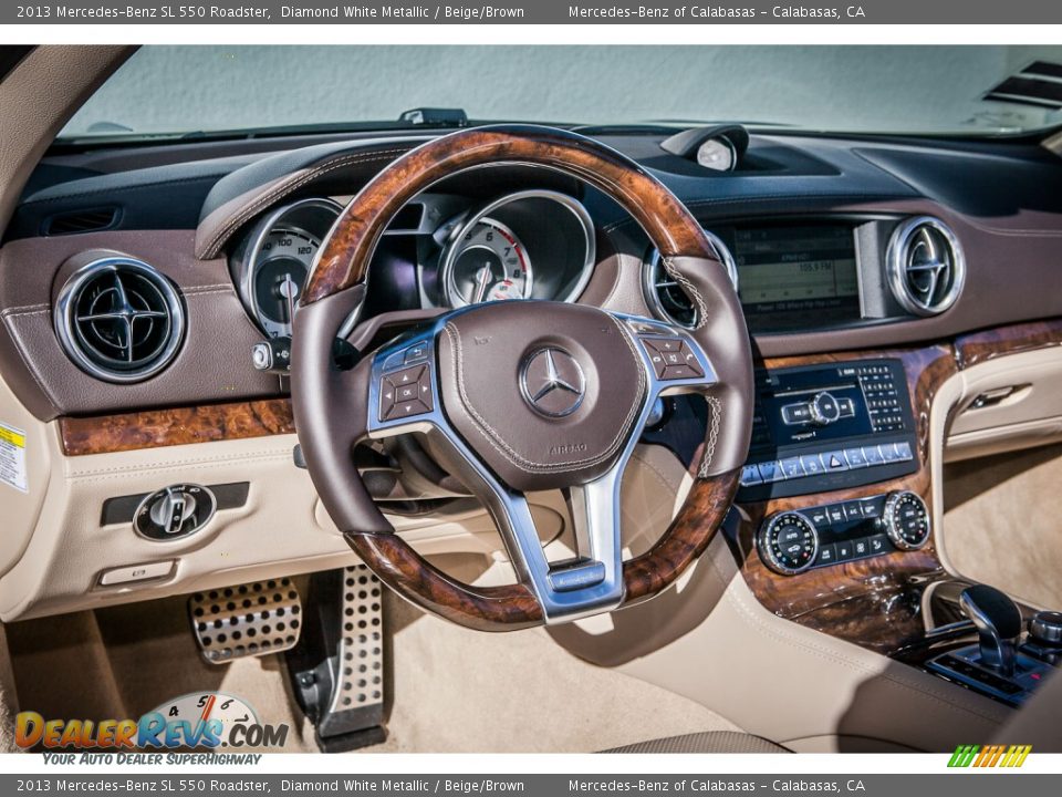 2013 Mercedes-Benz SL 550 Roadster Diamond White Metallic / Beige/Brown Photo #19