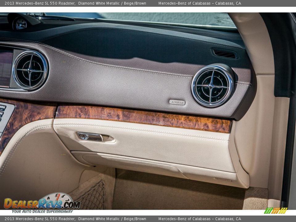 2013 Mercedes-Benz SL 550 Roadster Diamond White Metallic / Beige/Brown Photo #23