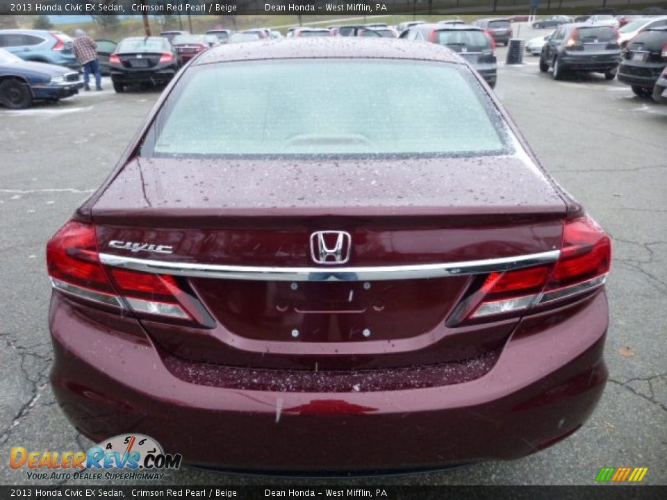 2013 Honda Civic EX Sedan Crimson Red Pearl / Beige Photo #3