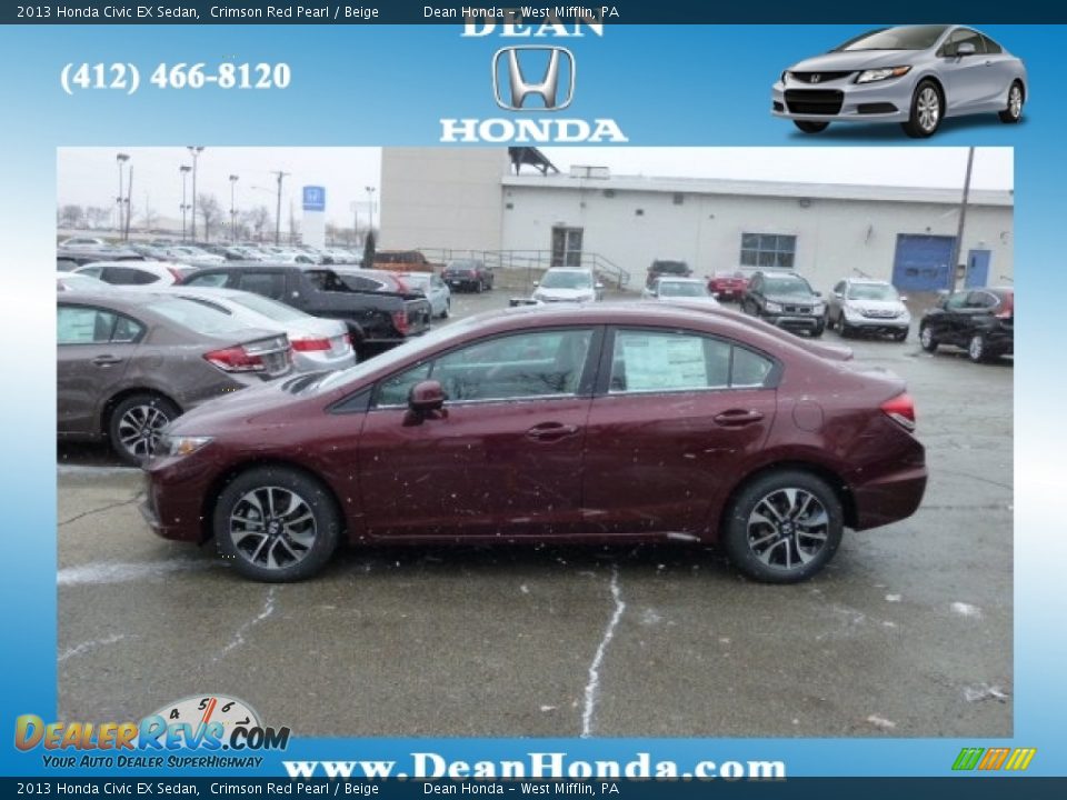 2013 Honda Civic EX Sedan Crimson Red Pearl / Beige Photo #1