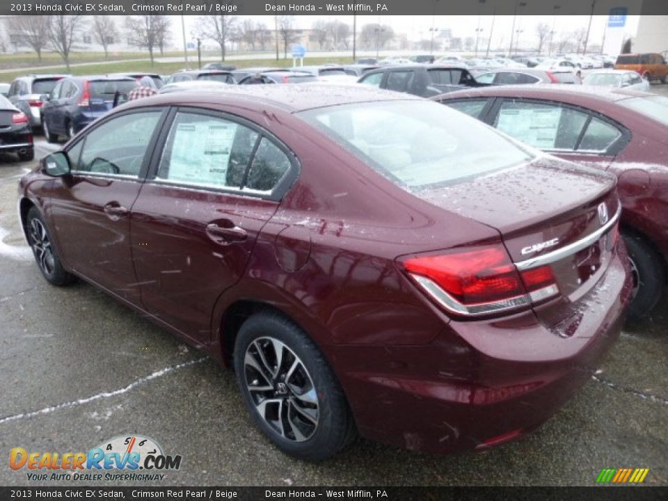 2013 Honda Civic EX Sedan Crimson Red Pearl / Beige Photo #2