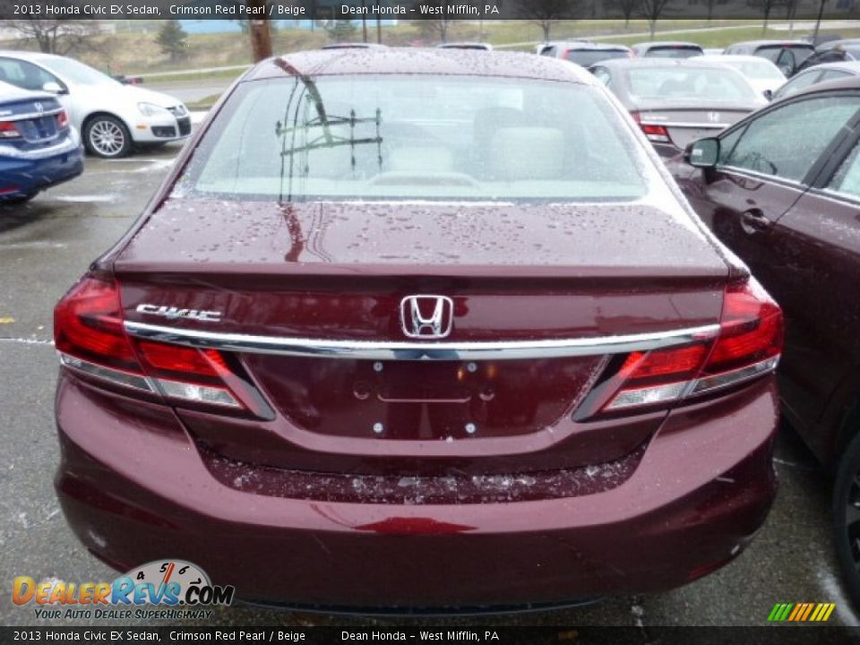 2013 Honda Civic EX Sedan Crimson Red Pearl / Beige Photo #3