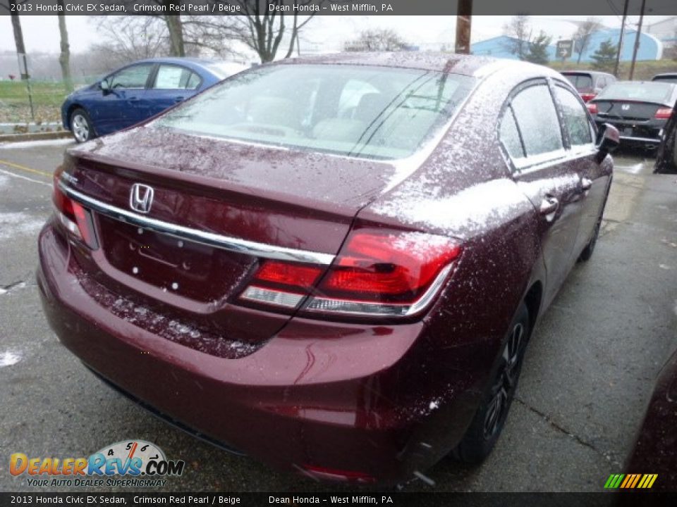 2013 Honda Civic EX Sedan Crimson Red Pearl / Beige Photo #4