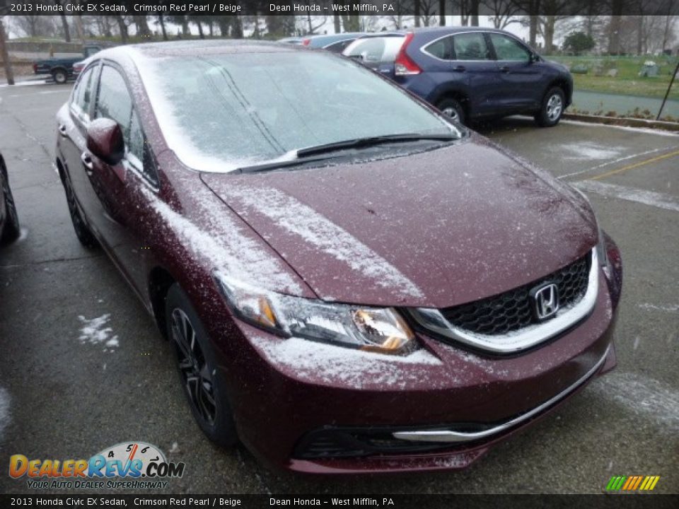 2013 Honda Civic EX Sedan Crimson Red Pearl / Beige Photo #6