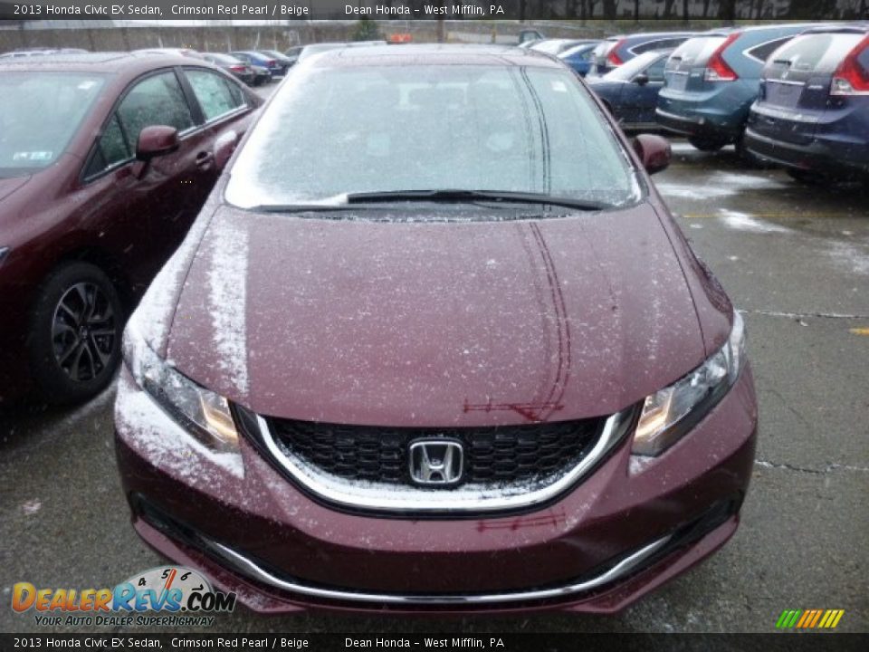 2013 Honda Civic EX Sedan Crimson Red Pearl / Beige Photo #7