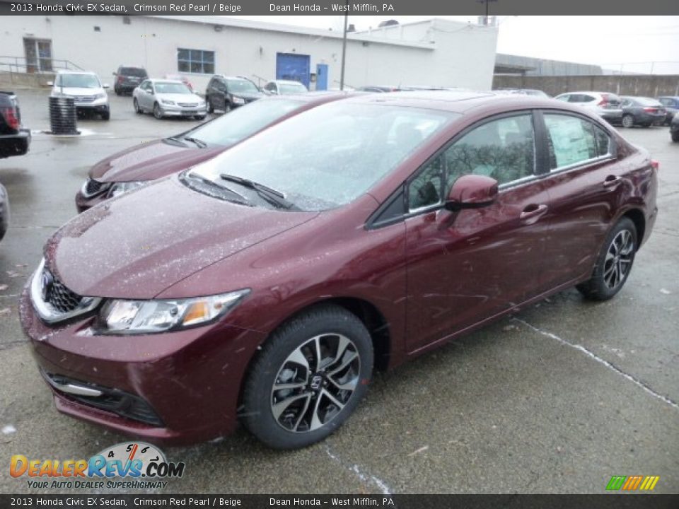 2013 Honda Civic EX Sedan Crimson Red Pearl / Beige Photo #8