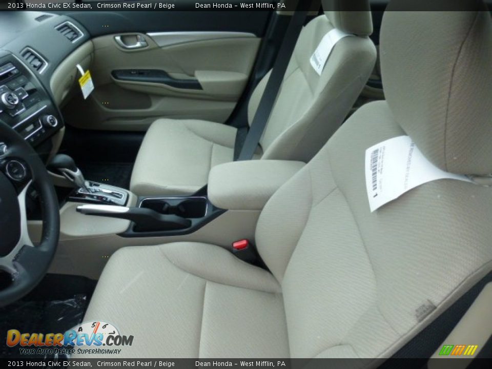 2013 Honda Civic EX Sedan Crimson Red Pearl / Beige Photo #10