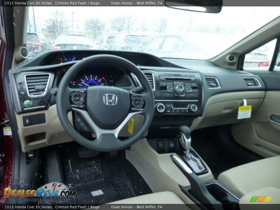 2013 Honda Civic EX Sedan Crimson Red Pearl / Beige Photo #12