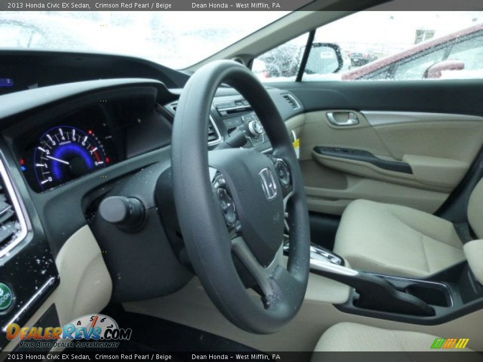 2013 Honda Civic EX Sedan Crimson Red Pearl / Beige Photo #16