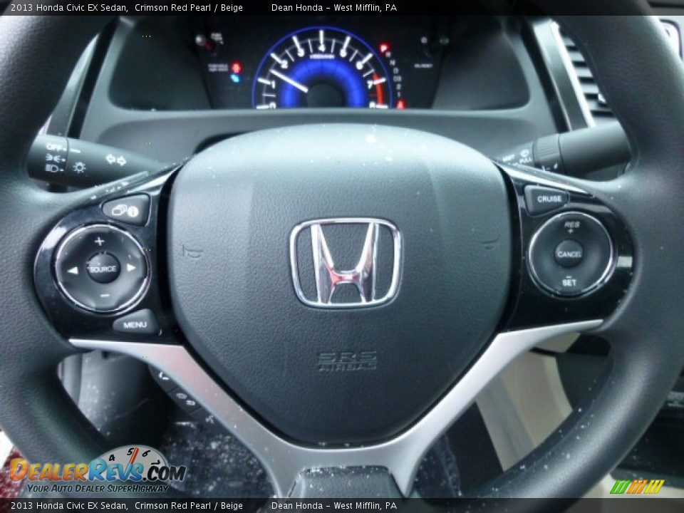 2013 Honda Civic EX Sedan Crimson Red Pearl / Beige Photo #17