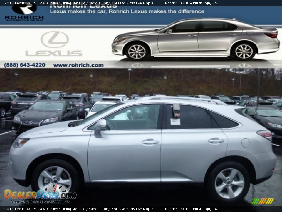2013 Lexus RX 350 AWD Silver Lining Metallic / Saddle Tan/Espresso Birds Eye Maple Photo #1