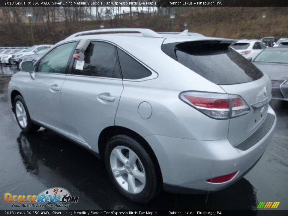2013 Lexus RX 350 AWD Silver Lining Metallic / Saddle Tan/Espresso Birds Eye Maple Photo #2