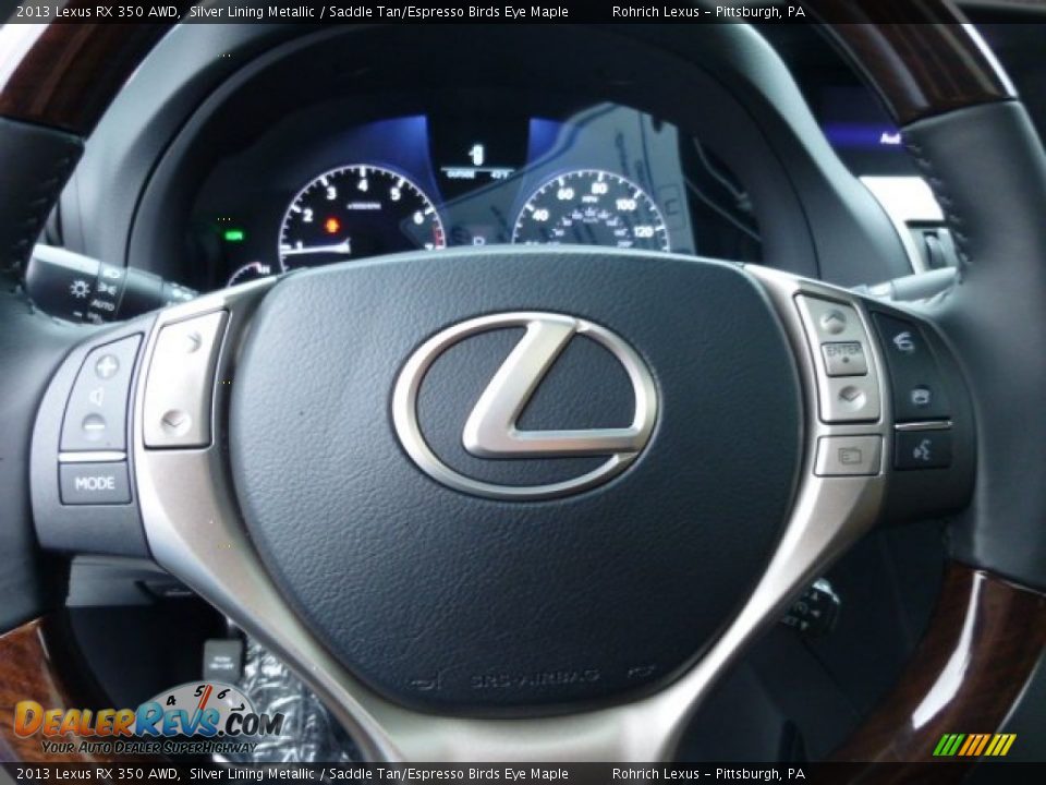 2013 Lexus RX 350 AWD Silver Lining Metallic / Saddle Tan/Espresso Birds Eye Maple Photo #16