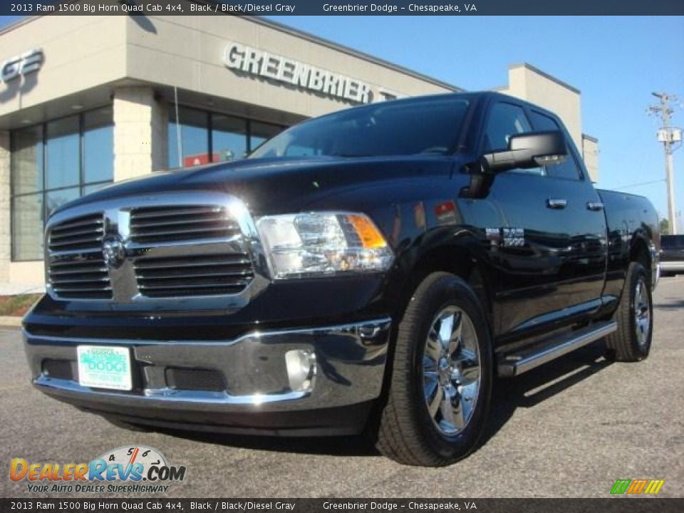 2013 Ram 1500 Big Horn Quad Cab 4x4 Black / Black/Diesel Gray Photo #1