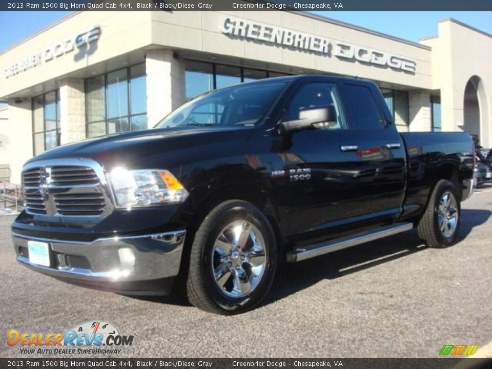 2013 Ram 1500 Big Horn Quad Cab 4x4 Black / Black/Diesel Gray Photo #2