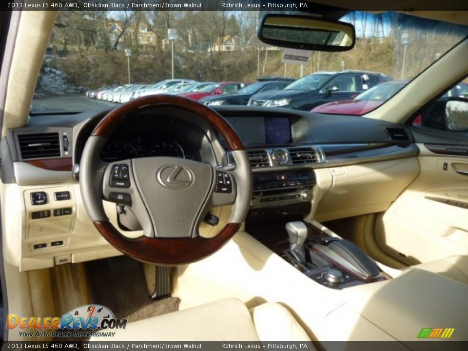 2013 Lexus LS 460 AWD Obsidian Black / Parchment/Brown Walnut Photo #12