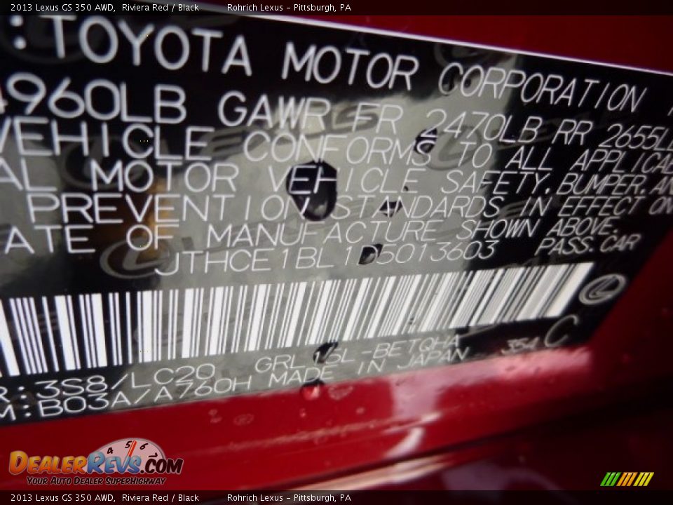 2013 Lexus GS 350 AWD Riviera Red / Black Photo #16