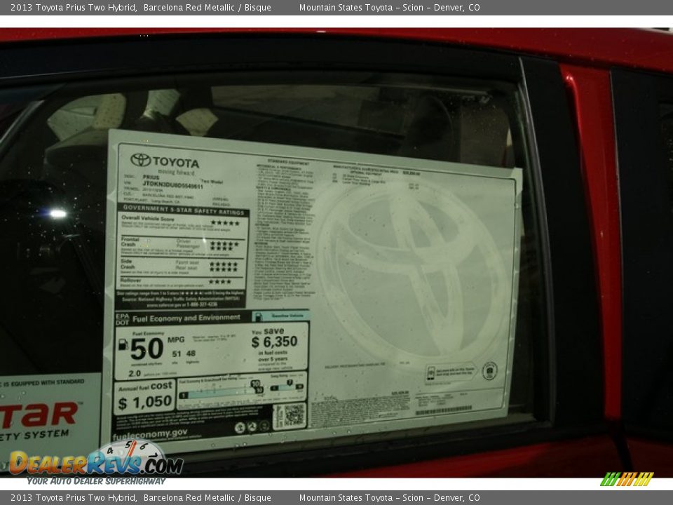 2013 Toyota Prius Two Hybrid Barcelona Red Metallic / Bisque Photo #10
