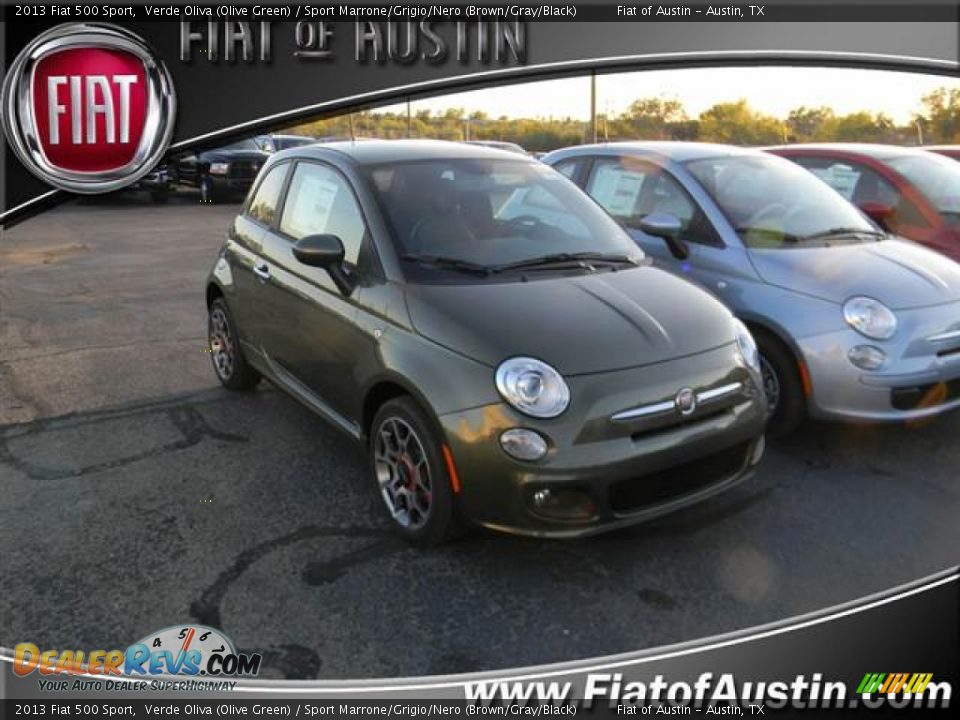 2013 Fiat 500 Sport Verde Oliva (Olive Green) / Sport Marrone/Grigio/Nero (Brown/Gray/Black) Photo #1