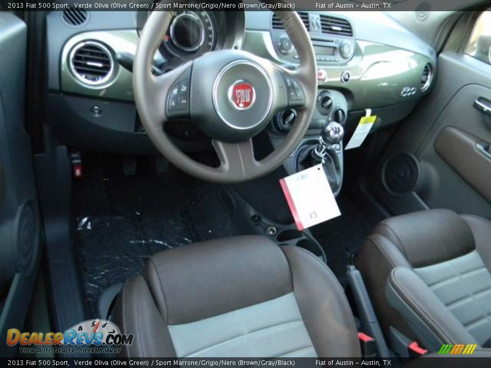 2013 Fiat 500 Sport Verde Oliva (Olive Green) / Sport Marrone/Grigio/Nero (Brown/Gray/Black) Photo #7