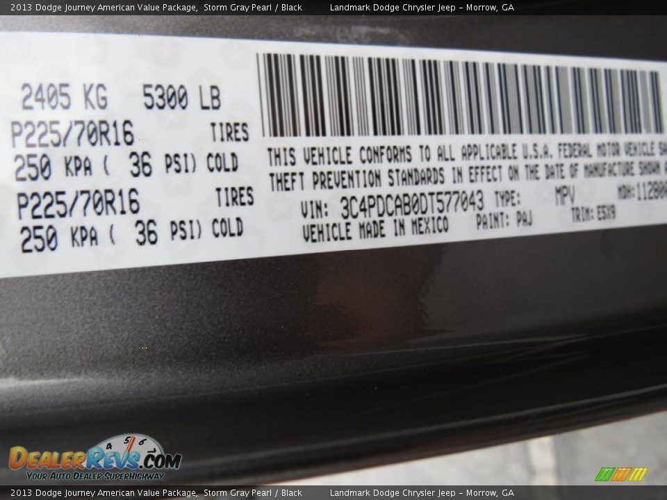 2013 Dodge Journey American Value Package Storm Gray Pearl / Black Photo #10