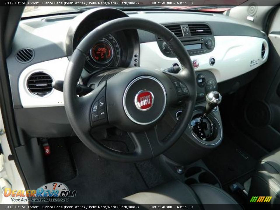 2012 Fiat 500 Sport Bianco Perla (Pearl White) / Pelle Nera/Nera (Black/Black) Photo #7