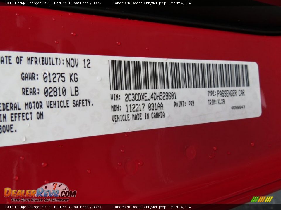 2013 Dodge Charger SRT8 Redline 3 Coat Pearl / Black Photo #13