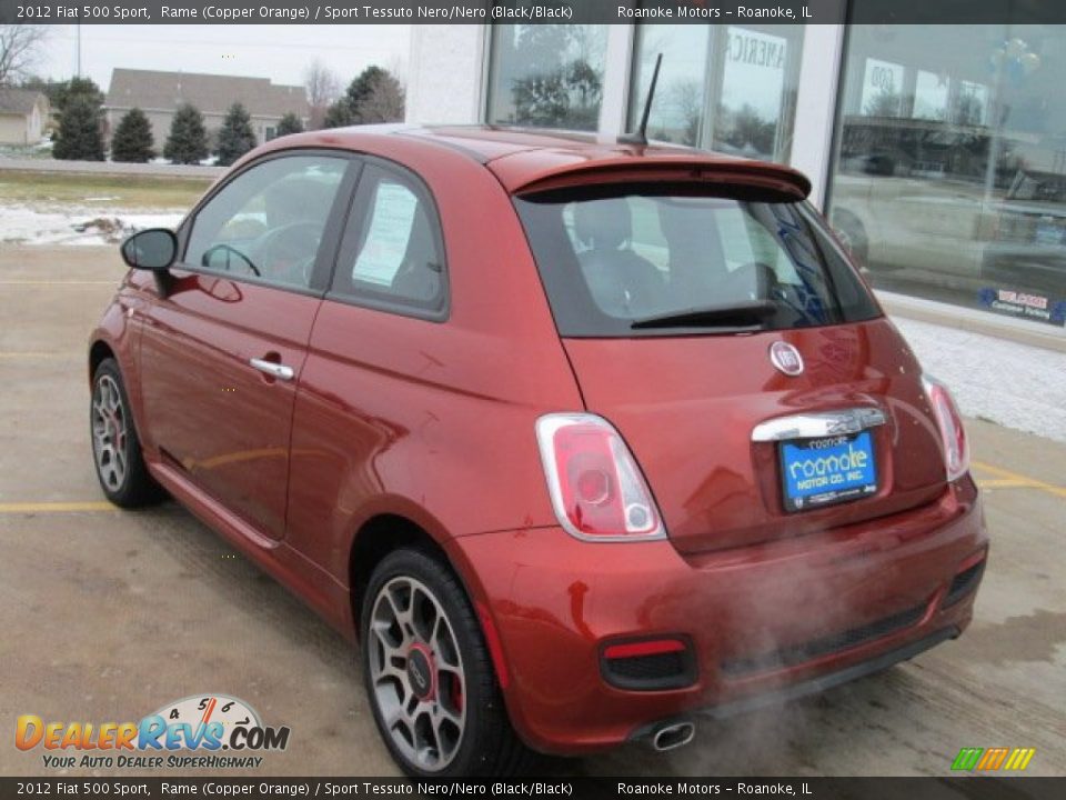 2012 Fiat 500 Sport Rame (Copper Orange) / Sport Tessuto Nero/Nero (Black/Black) Photo #15