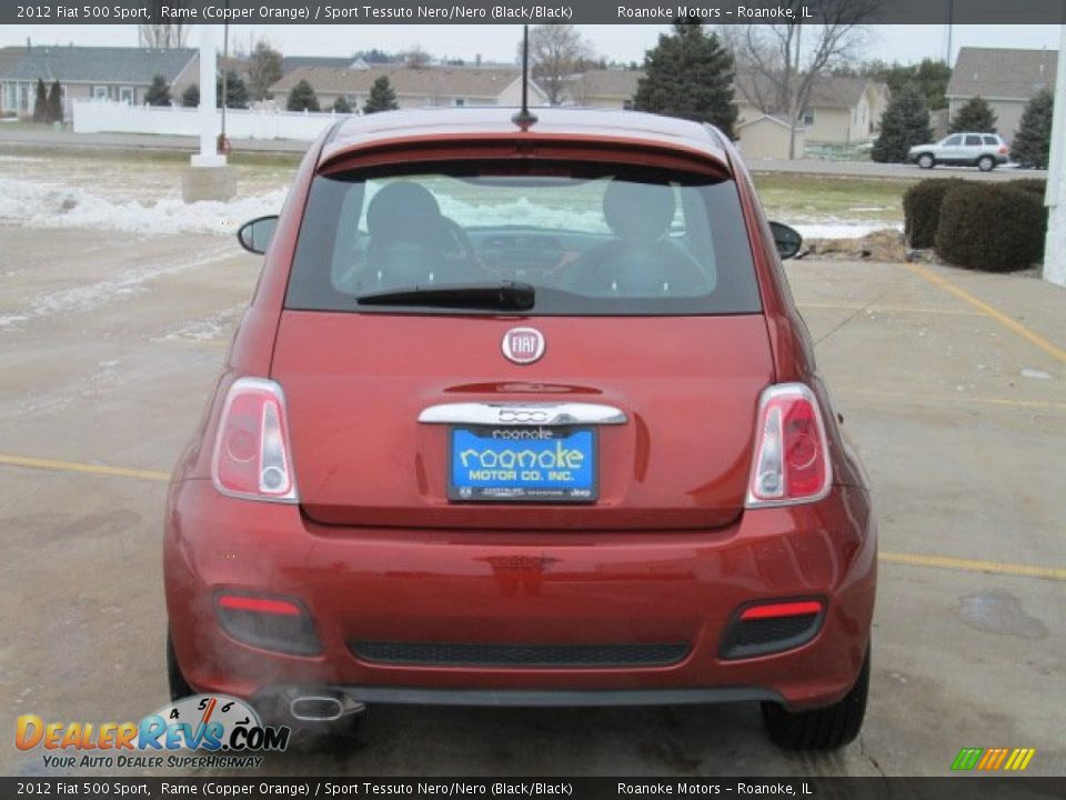 2012 Fiat 500 Sport Rame (Copper Orange) / Sport Tessuto Nero/Nero (Black/Black) Photo #16