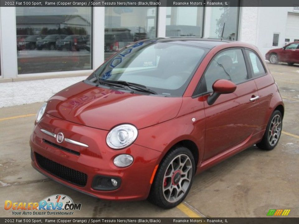 2012 Fiat 500 Sport Rame (Copper Orange) / Sport Tessuto Nero/Nero (Black/Black) Photo #17