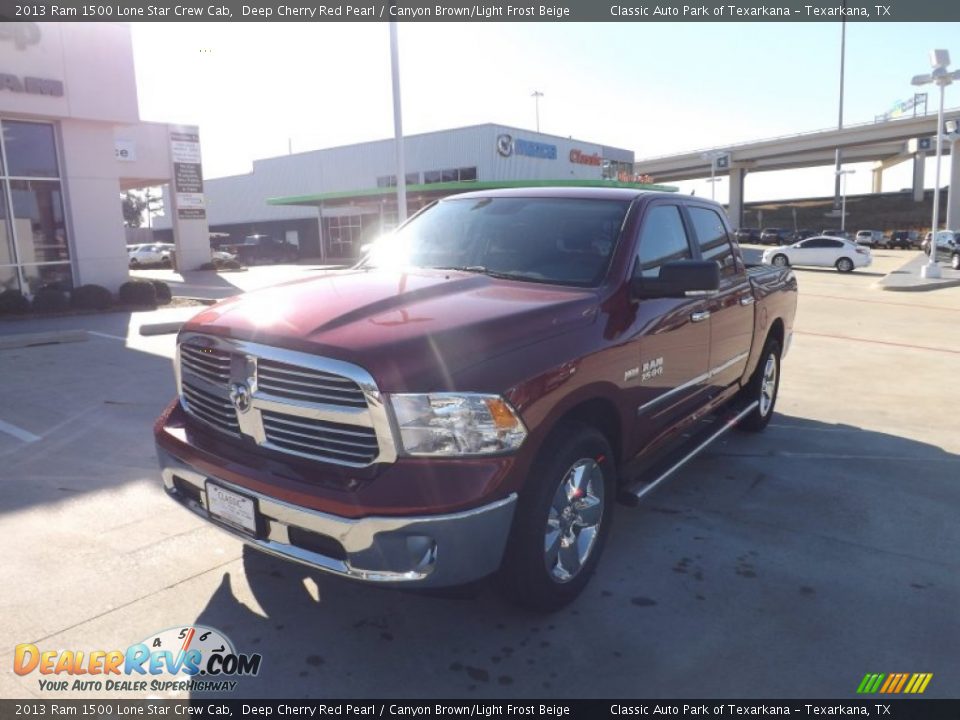 2013 Ram 1500 Lone Star Crew Cab Deep Cherry Red Pearl / Canyon Brown/Light Frost Beige Photo #1