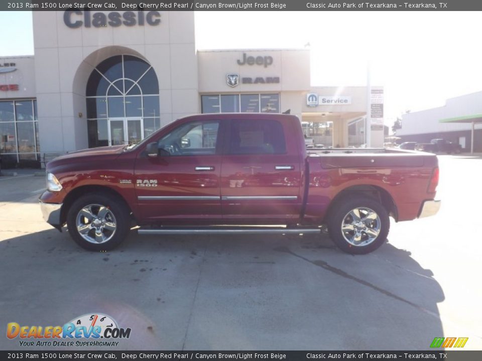 2013 Ram 1500 Lone Star Crew Cab Deep Cherry Red Pearl / Canyon Brown/Light Frost Beige Photo #2