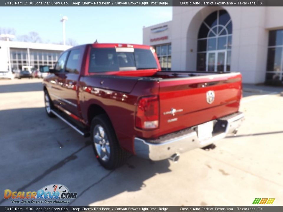 2013 Ram 1500 Lone Star Crew Cab Deep Cherry Red Pearl / Canyon Brown/Light Frost Beige Photo #3