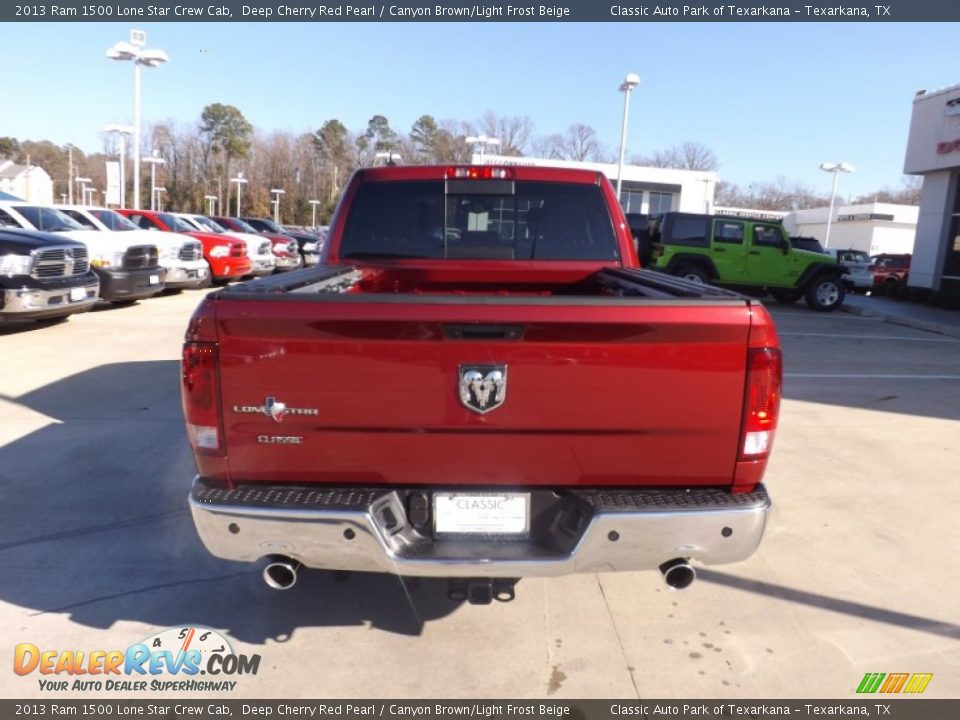 2013 Ram 1500 Lone Star Crew Cab Deep Cherry Red Pearl / Canyon Brown/Light Frost Beige Photo #4