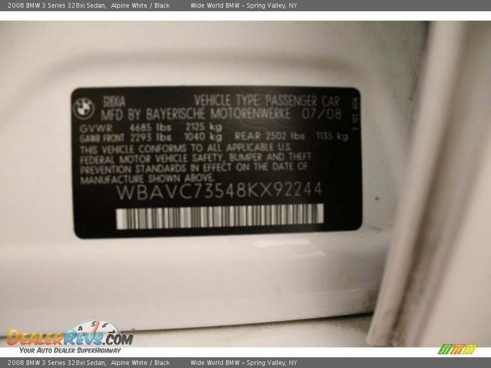 2008 BMW 3 Series 328xi Sedan Alpine White / Black Photo #14