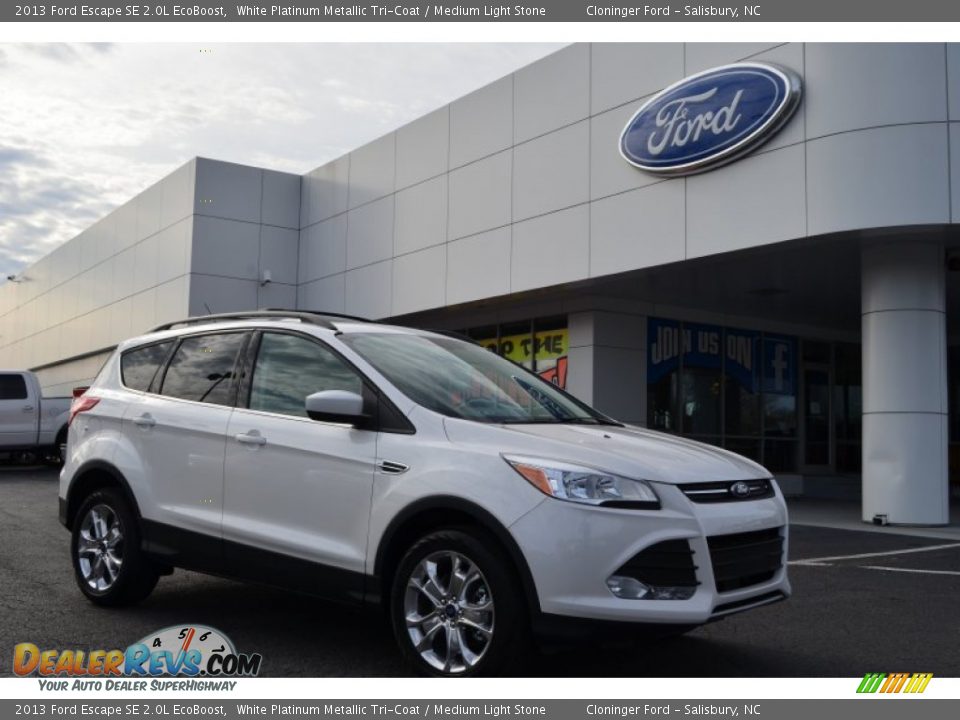 2013 Ford Escape SE 2.0L EcoBoost White Platinum Metallic Tri-Coat / Medium Light Stone Photo #1