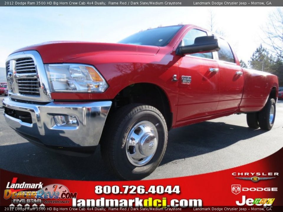 2012 Dodge Ram 3500 HD Big Horn Crew Cab 4x4 Dually Flame Red / Dark Slate/Medium Graystone Photo #1
