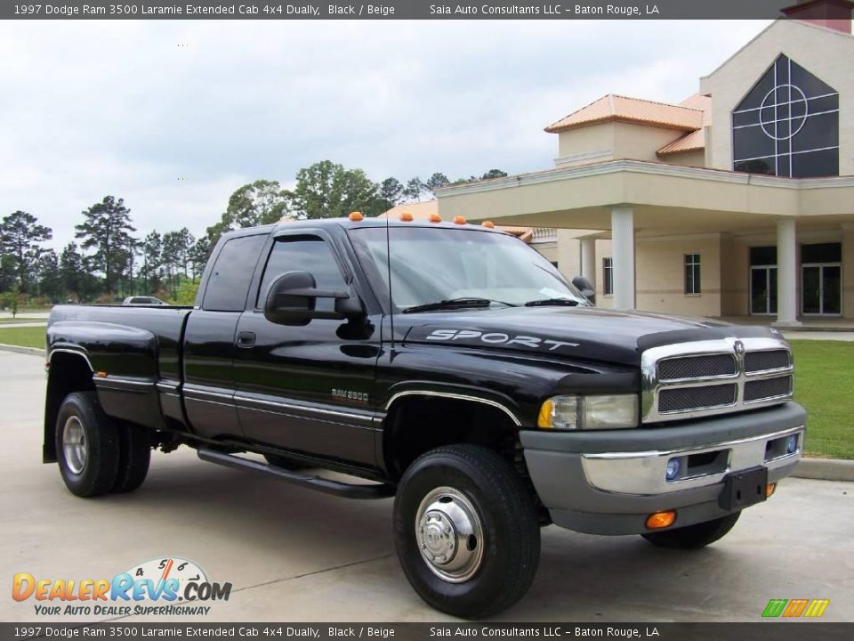 1997 Dodge Ram 3500 Laramie Extended Cab 4x4 Dually Black / Beige Photo #1