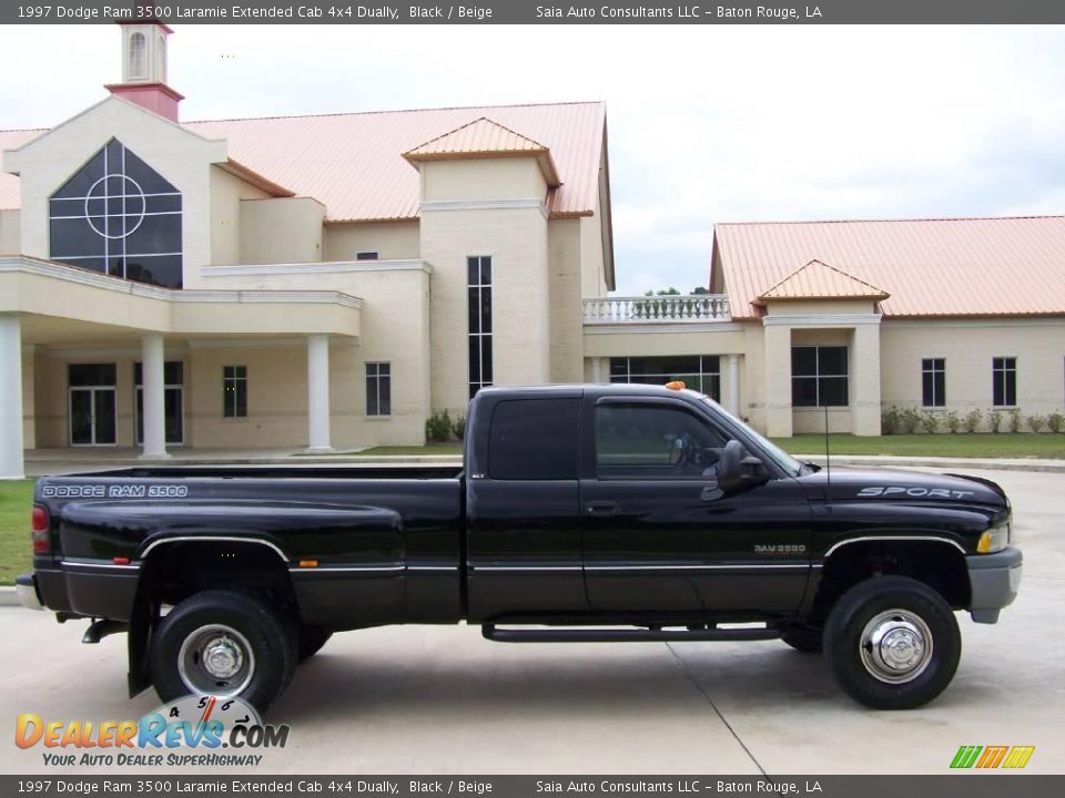 1997 Dodge Ram 3500 Laramie Extended Cab 4x4 Dually Black / Beige Photo #2