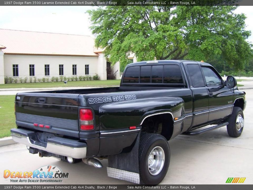 1997 Dodge Ram 3500 Laramie Extended Cab 4x4 Dually Black / Beige Photo #3