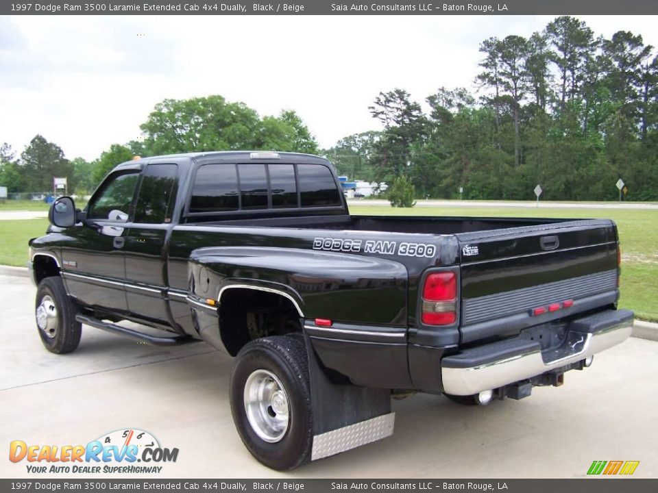 1997 Dodge Ram 3500 Laramie Extended Cab 4x4 Dually Black / Beige Photo #5