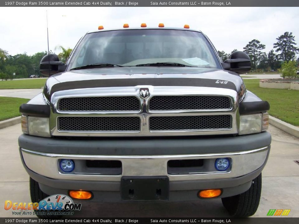 1997 Dodge Ram 3500 Laramie Extended Cab 4x4 Dually Black / Beige Photo #8